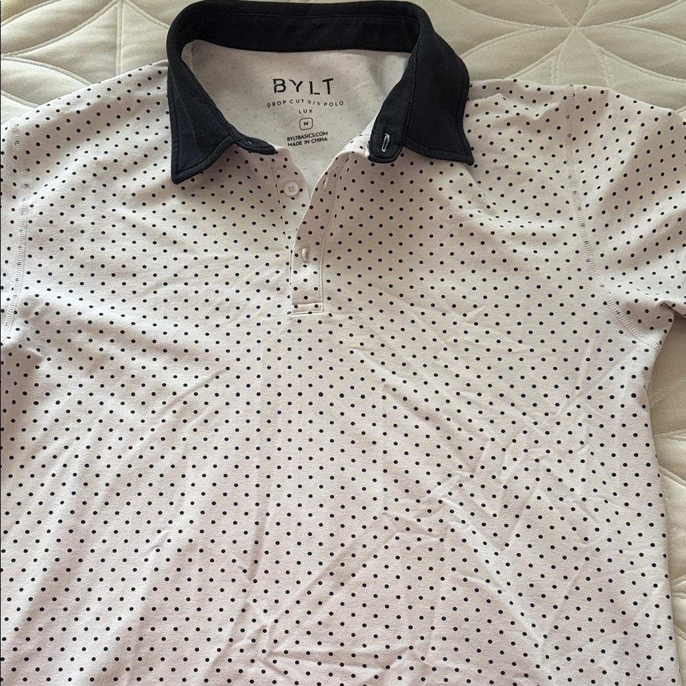 BYLT Basics White Polo with Black Collar